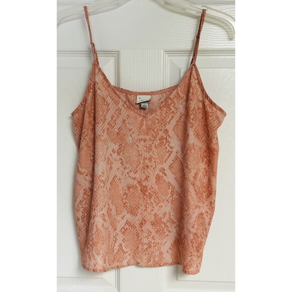 a new day Tops - A New Day Cami Tank Top Womens S Pink Snakeskin Print Sleeveless V Neck Flowy